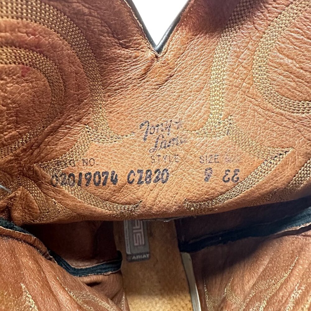 Tony Lama CZ820 Black Leather Western Boots - Men's Size 9 EE - Picture 9 of 10